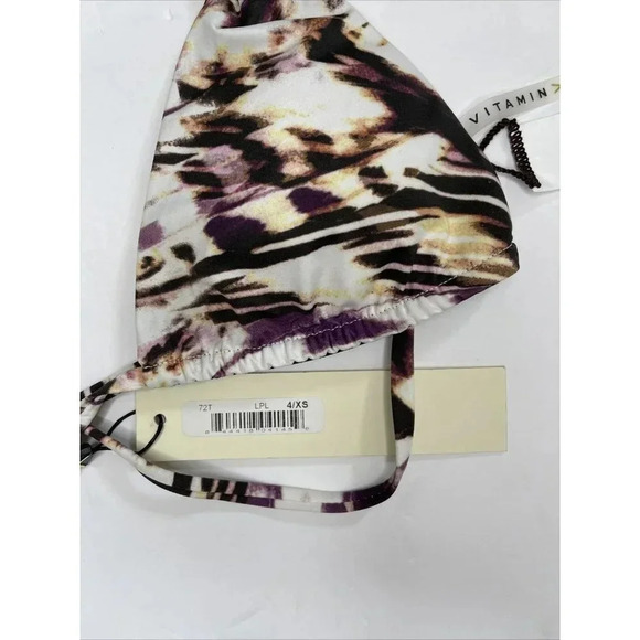 Vitamin A Swimwear Braided Strap Triangle Bikini Top Multicolor XS NWT - Picture 4 of 6